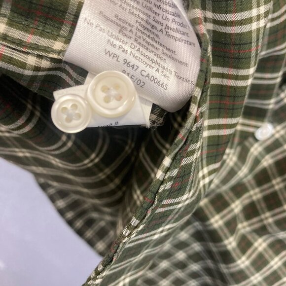 Eddie Bauer Relaxed Fit Button Up Shirt Mens Large Tall LT Green Red Plaid - Picture 12 of 15